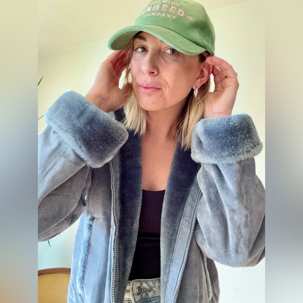 Vintage suede and faux fur cropped jacket